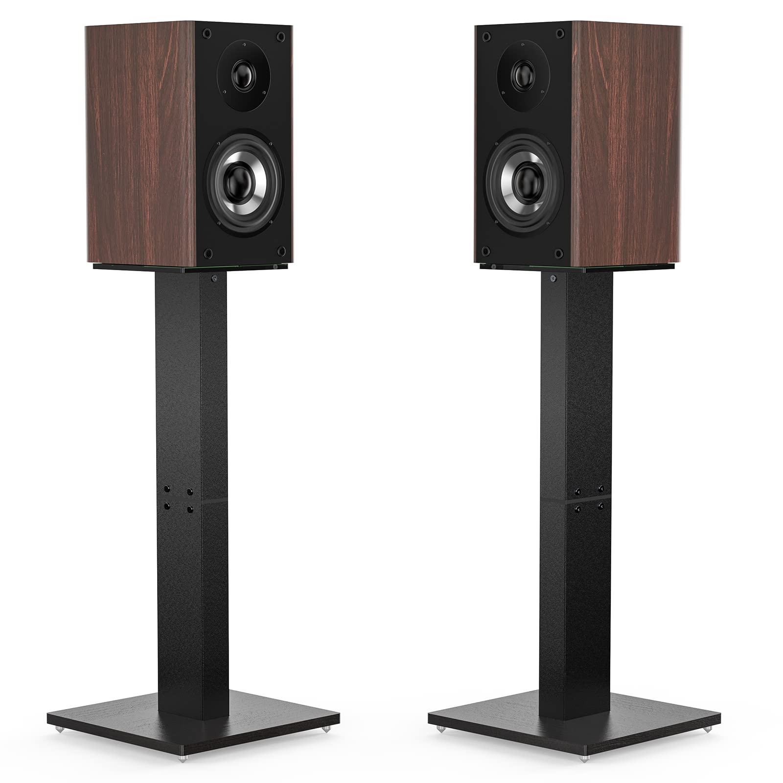 Perlegear Universal Bookshelf Speaker Stands - Heavy Duty Aluminum Column for Speakers up to 22 lbs (Pair) with Cable Management | Ideal for Home Theater, Surround Sound Systems & Bookshelf Speakers | PGSS9
