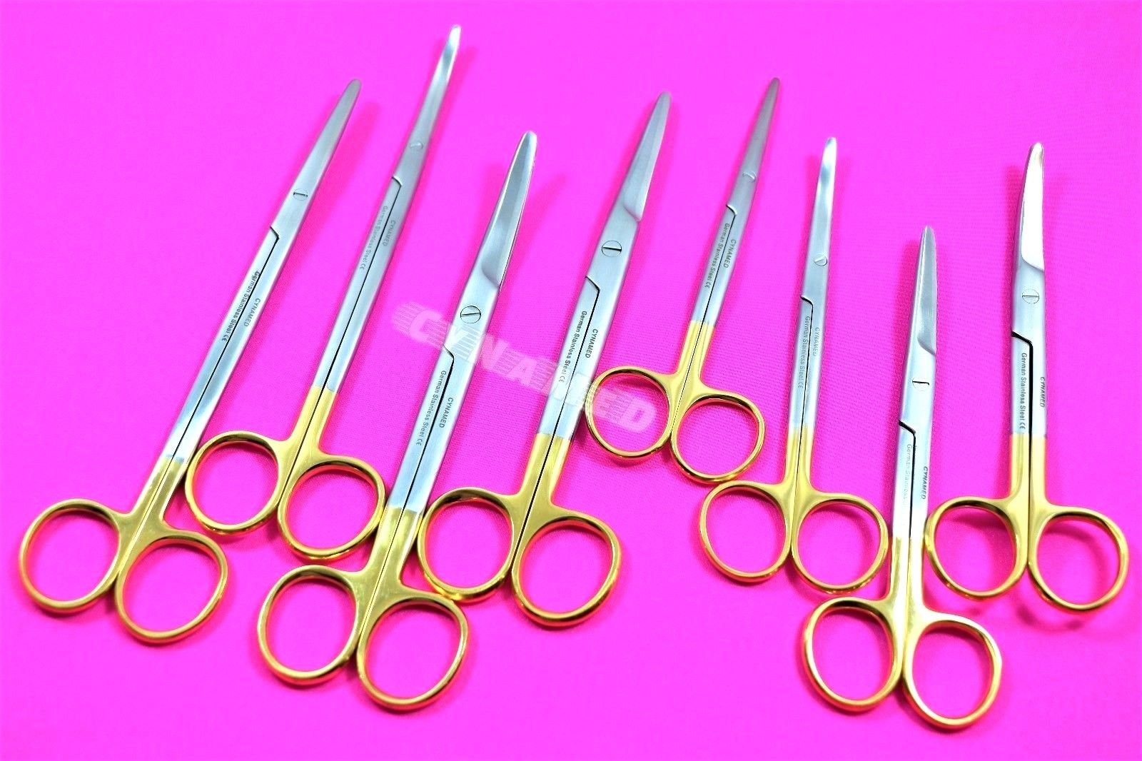 Premium German Stainless Steel 8-Piece Surgical Scissor Set - Metzenbaum & Curved Cynamed Scissors for Precision Medical Procedures, Veterinary Use & First Aid Kits