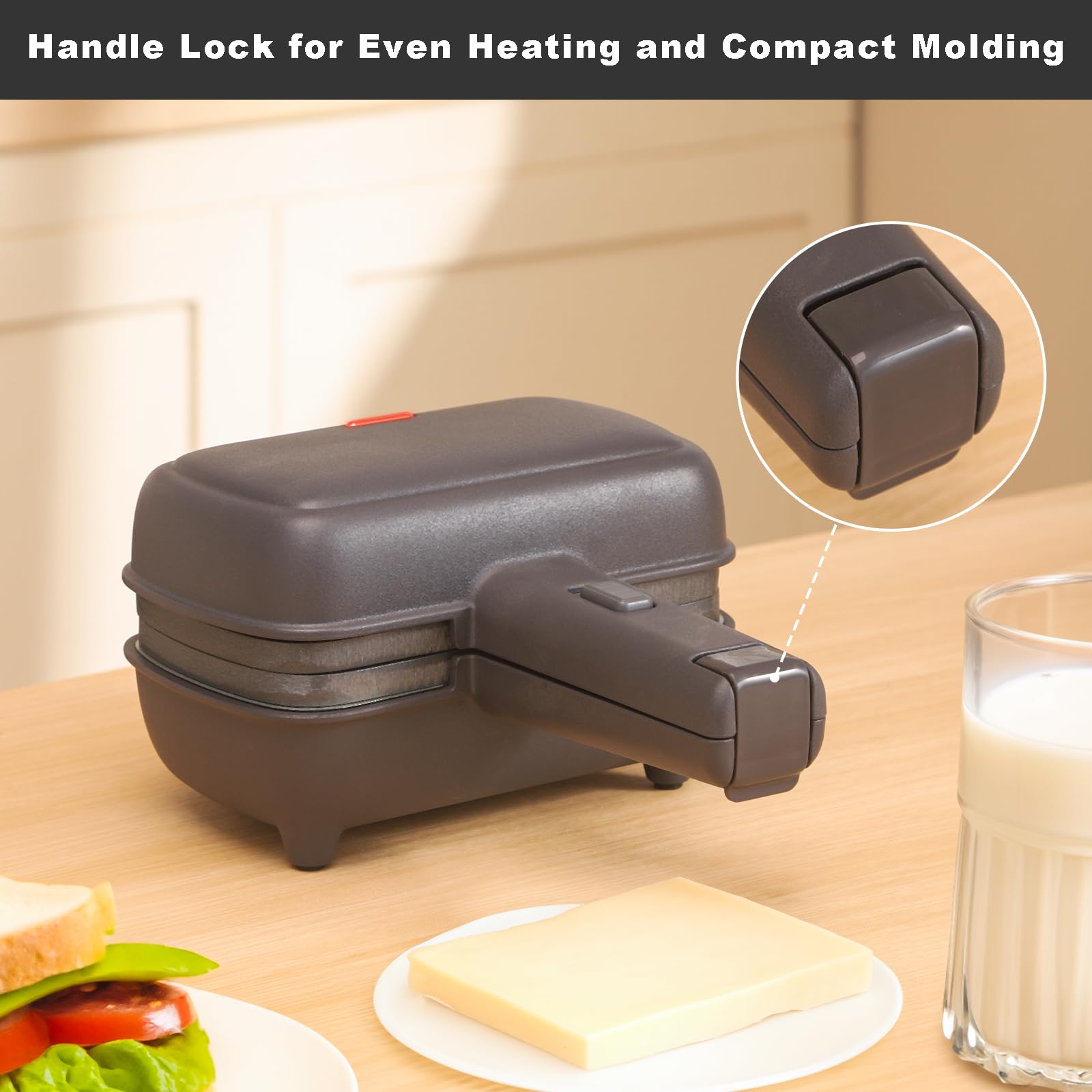 Mini Sandwich Maker with Removable Non-Stick Plates - Electric Grilled Cheese & Breakfast Sandwich Press - Portable Hot Sandwich Maker for Home, Office & Travel - Perfect for Quick Breakfast, Snacks & Lunch