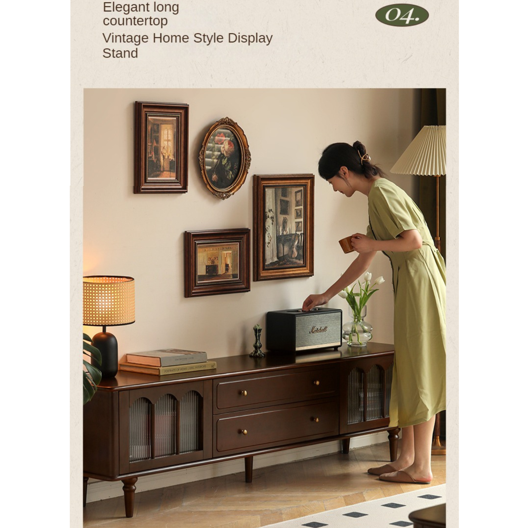 Stylish Poplar Solid Wood TV Stand - American Modern Design for Living Room & Home Theater Setup