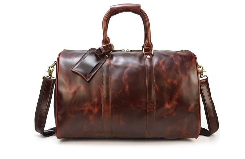 Premium Leather Travel Bag - Durable Luggage Duffel & Weekender Carry-On for Men & Women - Perfect for Gym, Business Trips & Weekend Getaways