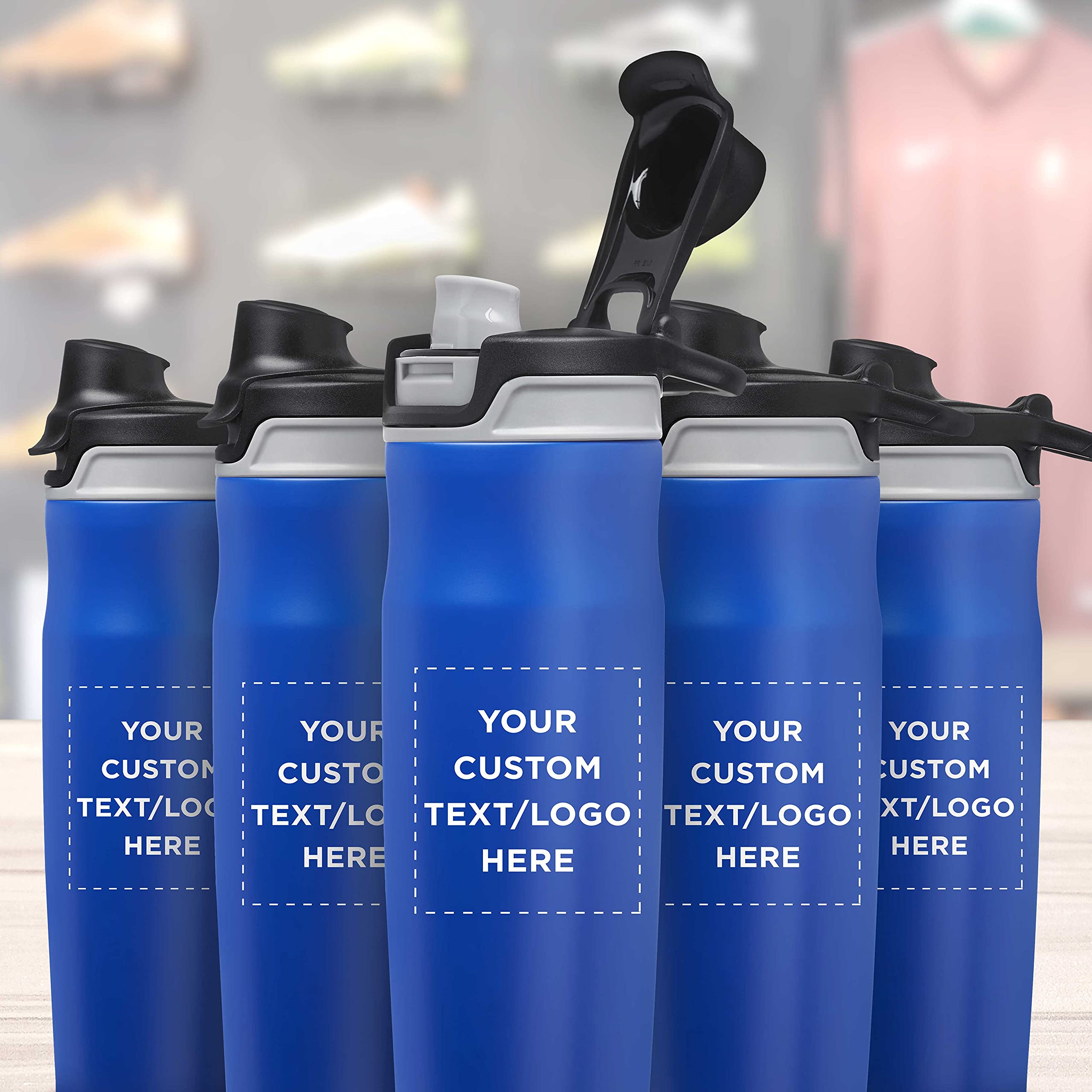 Custom 20oz Juno Water Bottles with Flip Lid - Set of 6 Reusable Personalized Bottles for Gym, Hiking, Cycling & School - Bulk Pack (Blue) | Perfect for Sports, Outdoor Activities & Daily Hydration