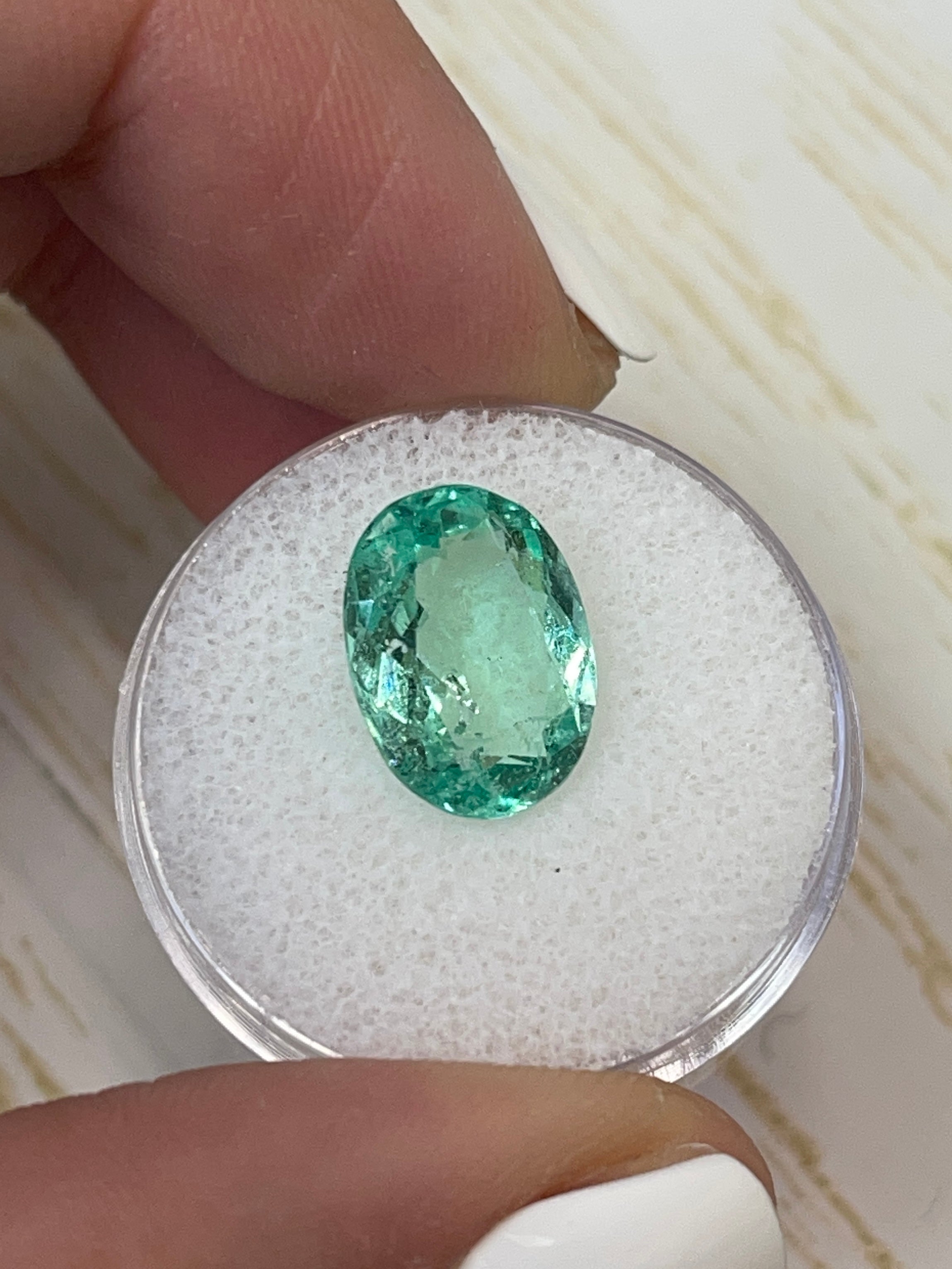 4.32 Carat 13x10mm Sea Foam Green Natural Loose Colombian Emerald Oval Cut Gemstone for Jewelry Making, Engagement Rings & Fine Collections