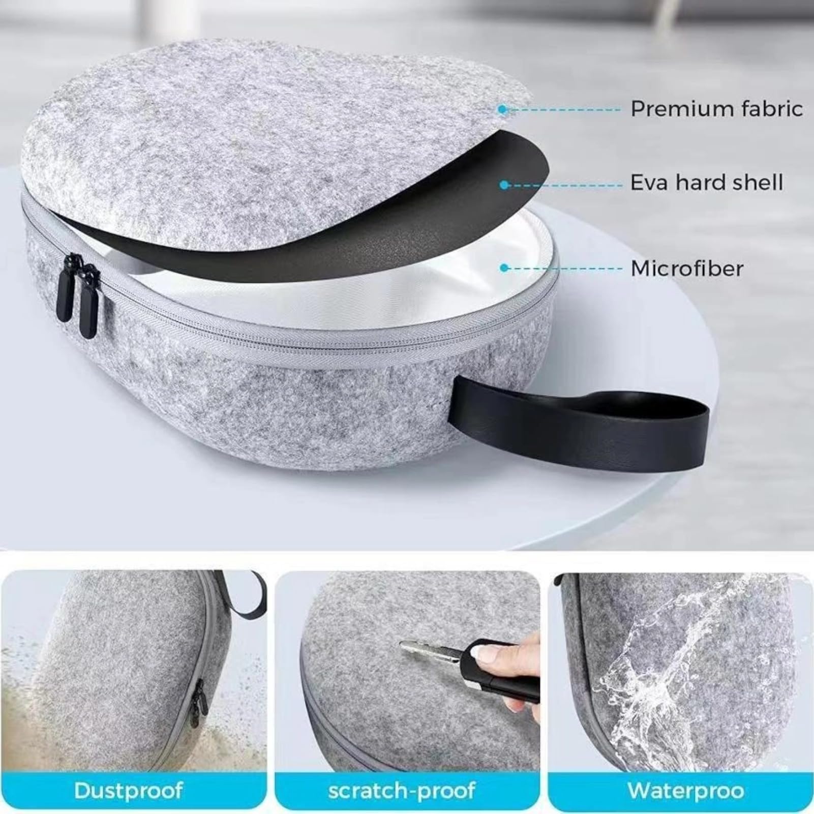 Cuifati Hard EVA VR Headset Carrying Case - Large Capacity Protective Storage for Oculus Quest 3 VR, Enhanced Protection, Multi-functional Design, Secure Travel Storage - Perfect for Travel, Gaming Events & Home Organization