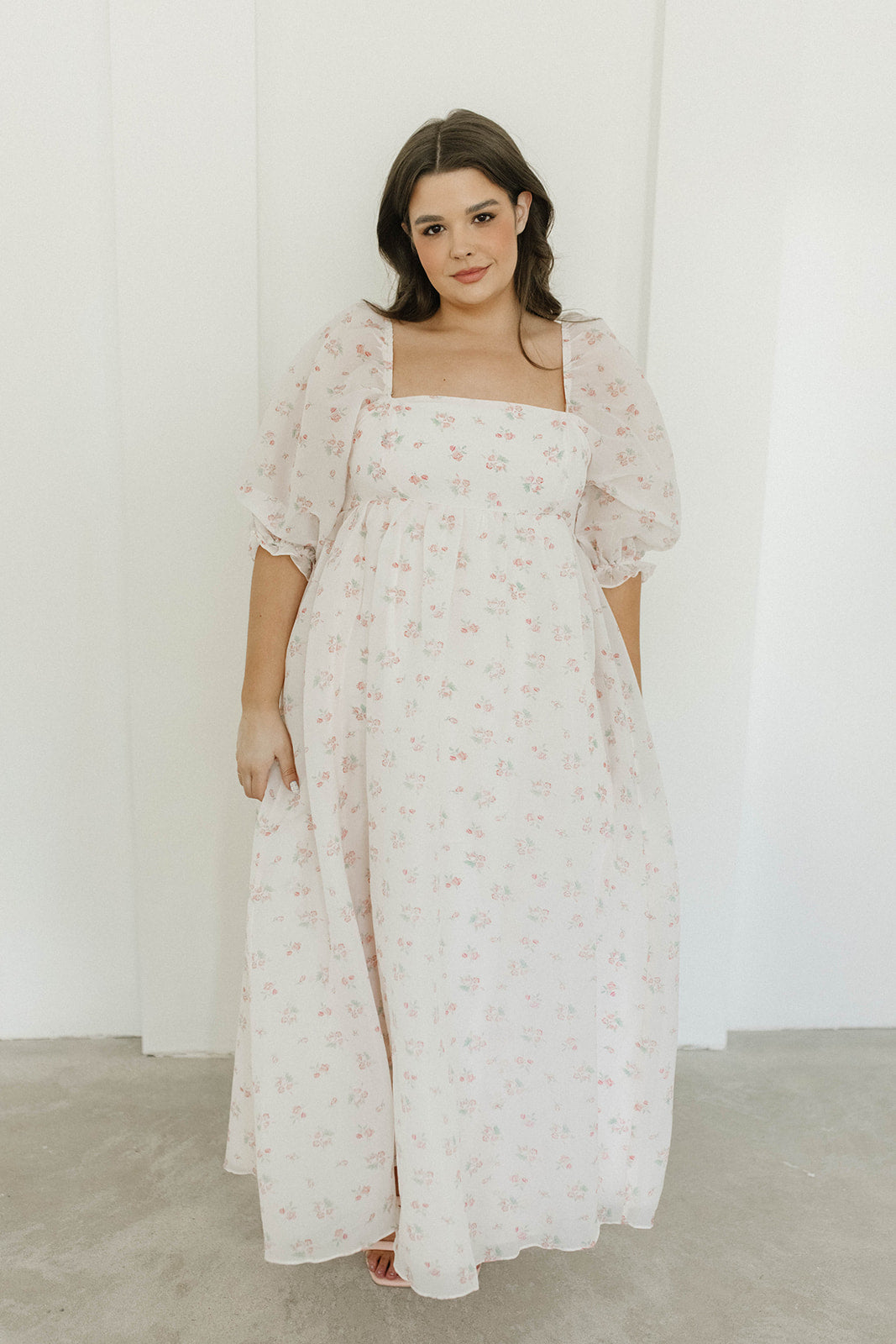 Mona Maxi Dress with Smocking - Blush Floral Print, Bump Friendly Maternity Dress, Inclusive Sizing S-3XL | Perfect for Weddings, Beach Vacations & Summer Outfits