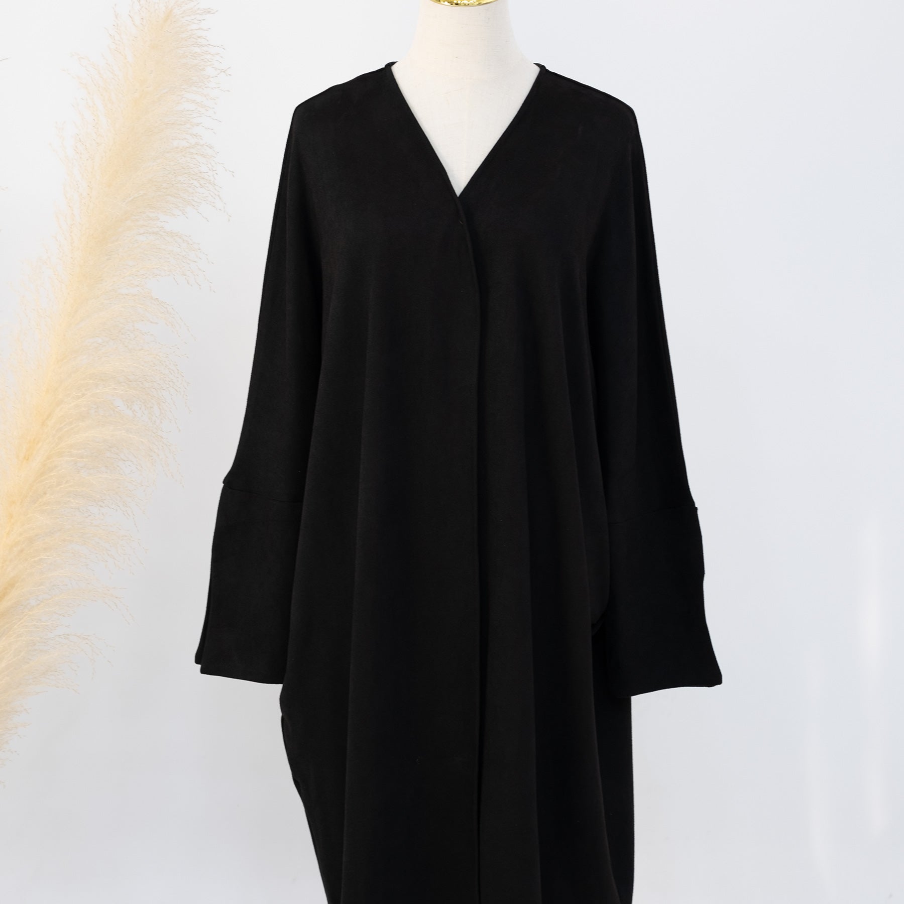 Ellie Suede Cold Weather Duster Coat for Women - Black | Winter Long Trench Coat with Belt | Perfect for Office, Travel & Outdoor Activities