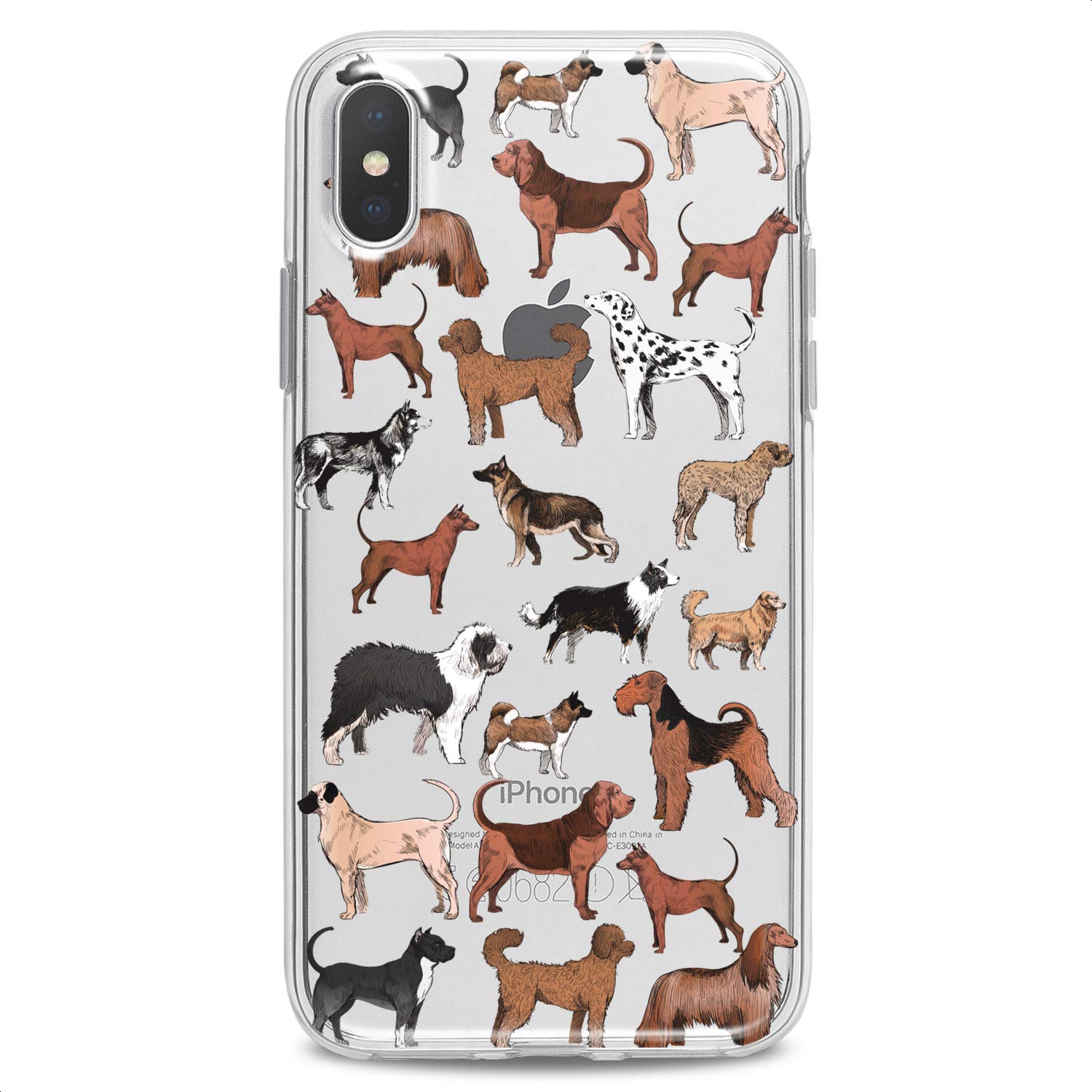 Durable Flexible TPU Phone Case for iPhone 16/15/14/13/12/11 Pro Max/Plus/Mini/XS/XR/X/8/7/6/5/SE - Cute Kawaii Animal Print Design for Women & Girls (Dogs, Silicone, Slim Fit, Clear) - Perfect for School, Work & Everyday Protection