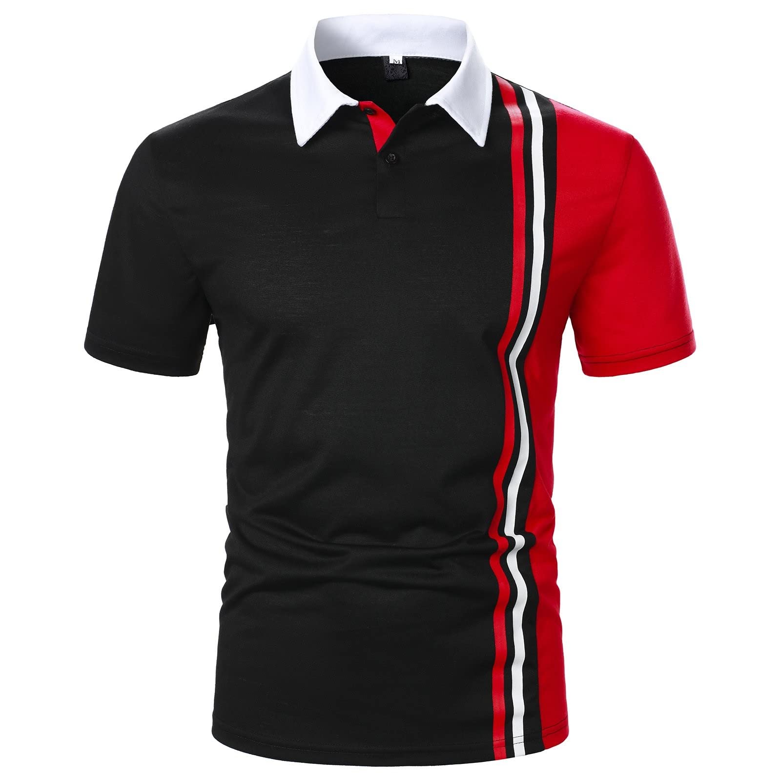 Makalon Men's Vintage Polo Shirts - 100% Cotton Blend Tall Size T-Shirts for Men in Red | Casual Wear, Office Outfits & Summer Fashion