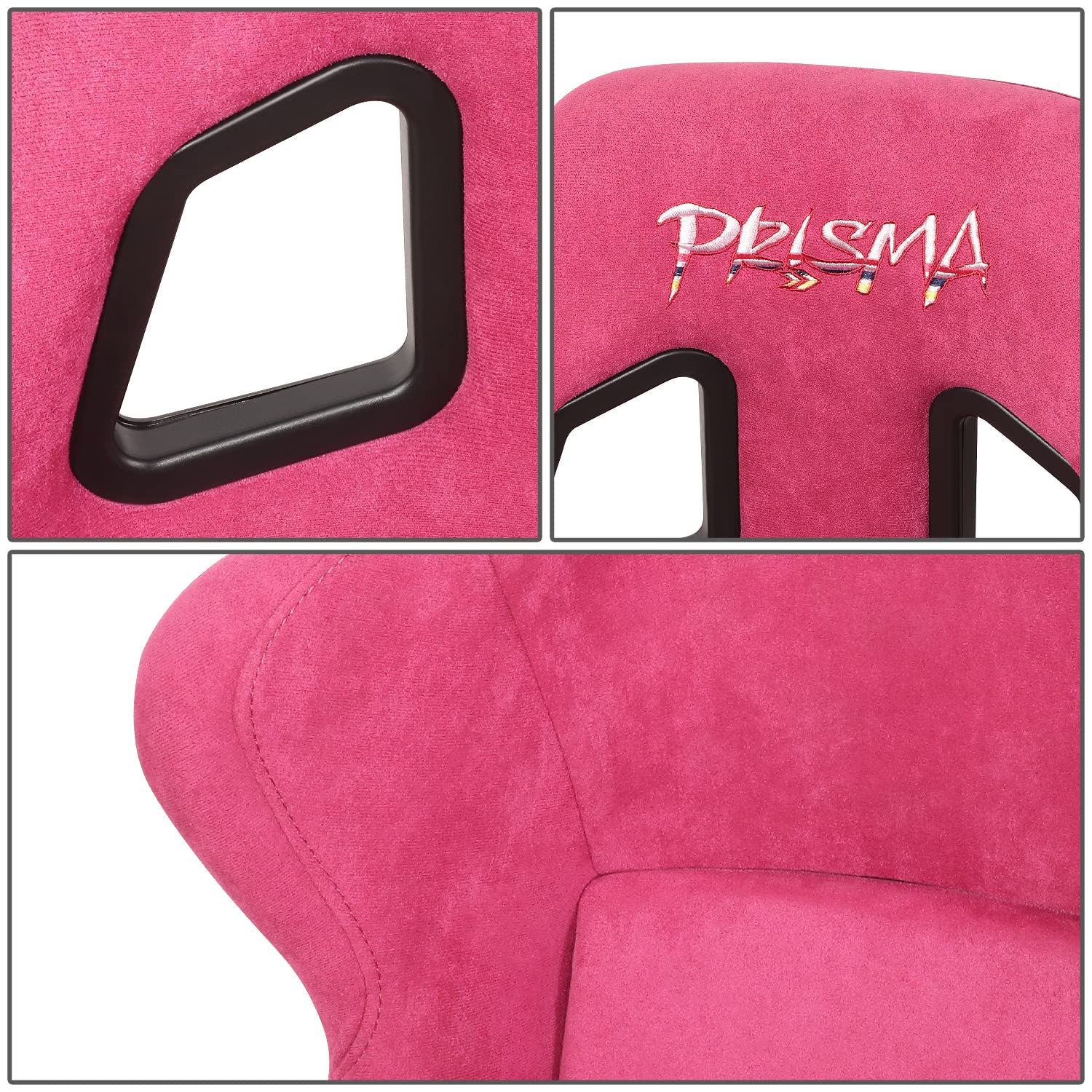 NRG Innovations FRP-302FH-PRISMA Fixed Back Bucket Racing Seat with Bottom Mount Bracket - Fuchsia/Sparkle Paint - Lightweight & Durable for Track, Drift, and Street Racing