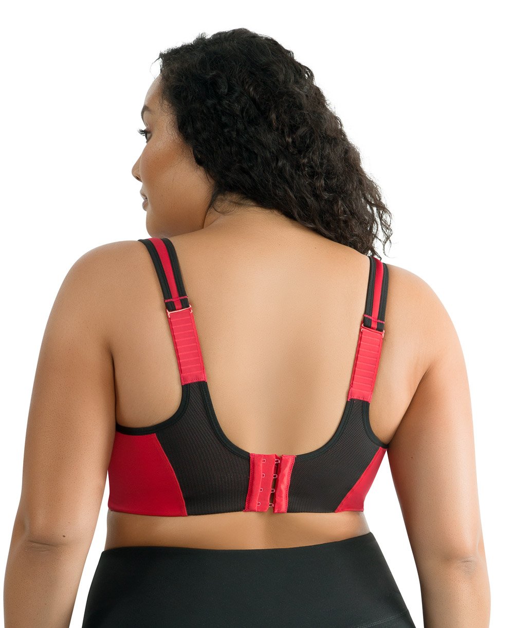 Parfait Dynamic Padded Performance Sports Bra - High Impact Support for Running & Workouts - Racing Red - Perfect for Gym, Yoga & Active Lifestyle