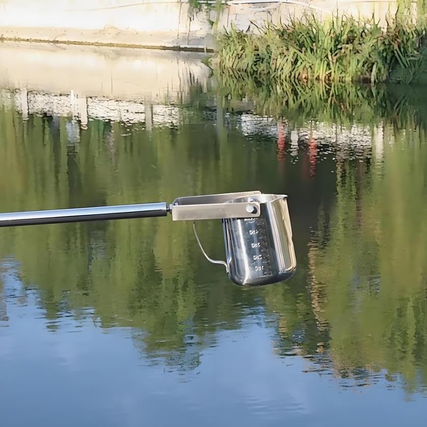 Stainless Steel Adjustable Telescopic Water Sampler - 500ml Pendulum Beaker with Extendable Rod (0.86-2m) | Perfect for Environmental Testing, Lake Sampling & Laboratory Water Analysis