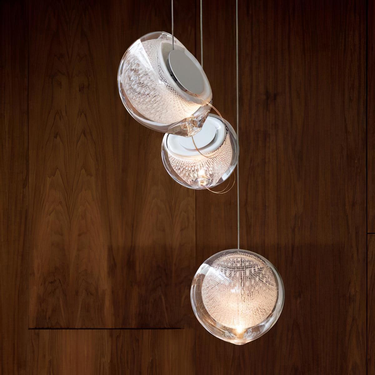 Modern Mesh Glass Pendant Light Fixture - Elegant Hanging Chandelier for Kitchen Island, Dining Room & Bedroom Decor