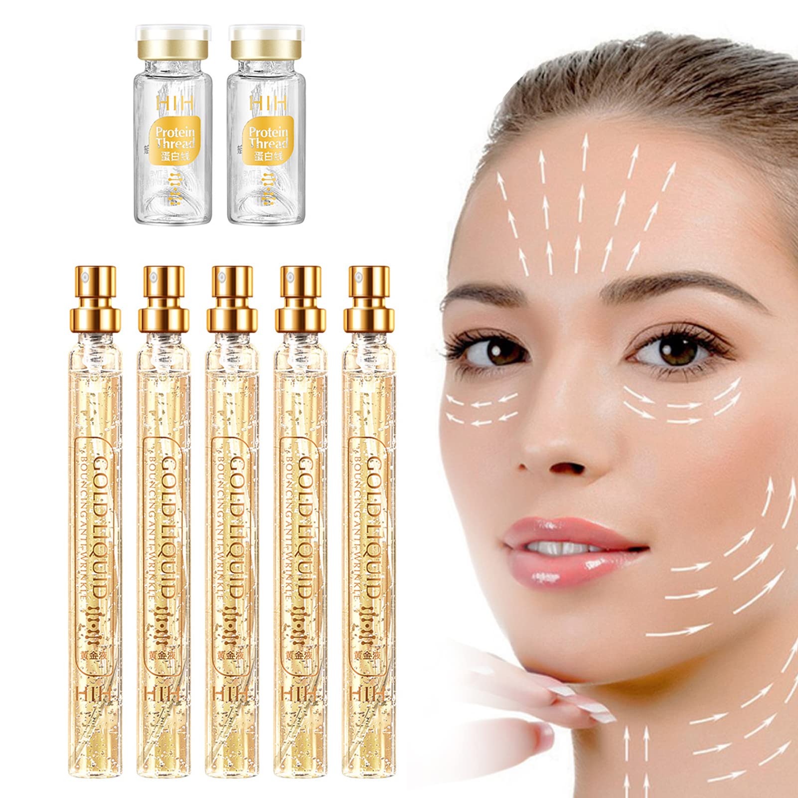 Instalift Soluble Protein Thread & Nano Gold Lift Kit - Absorbable Protein Thread Filler for Face Lifting & Plumping - Silk Fibroin Based Anti-Aging Treatment for Wrinkles & Sagging Skin - Perfect for At-Home Facial Rejuvenation & Professional Skin Tightening