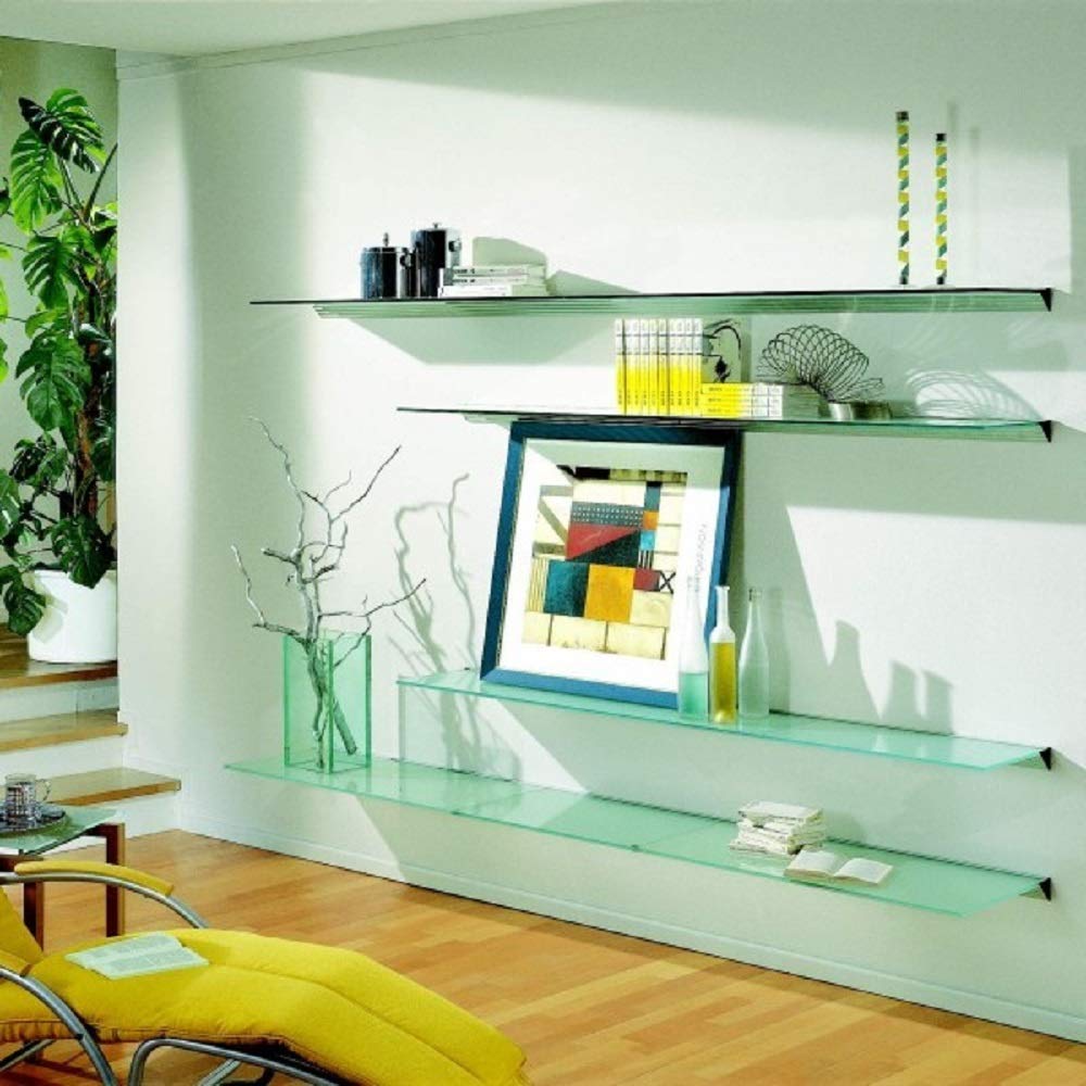 LTL Home Products Wallscapes Glacier Floating Glass Wall Shelf Kit - 8