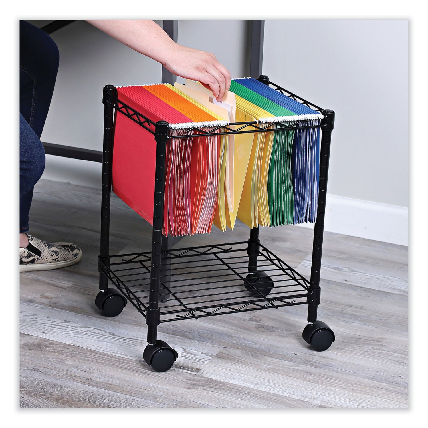 Alera® Compact Metal File Cart with 1 Shelf & 1 Bin - 15.25