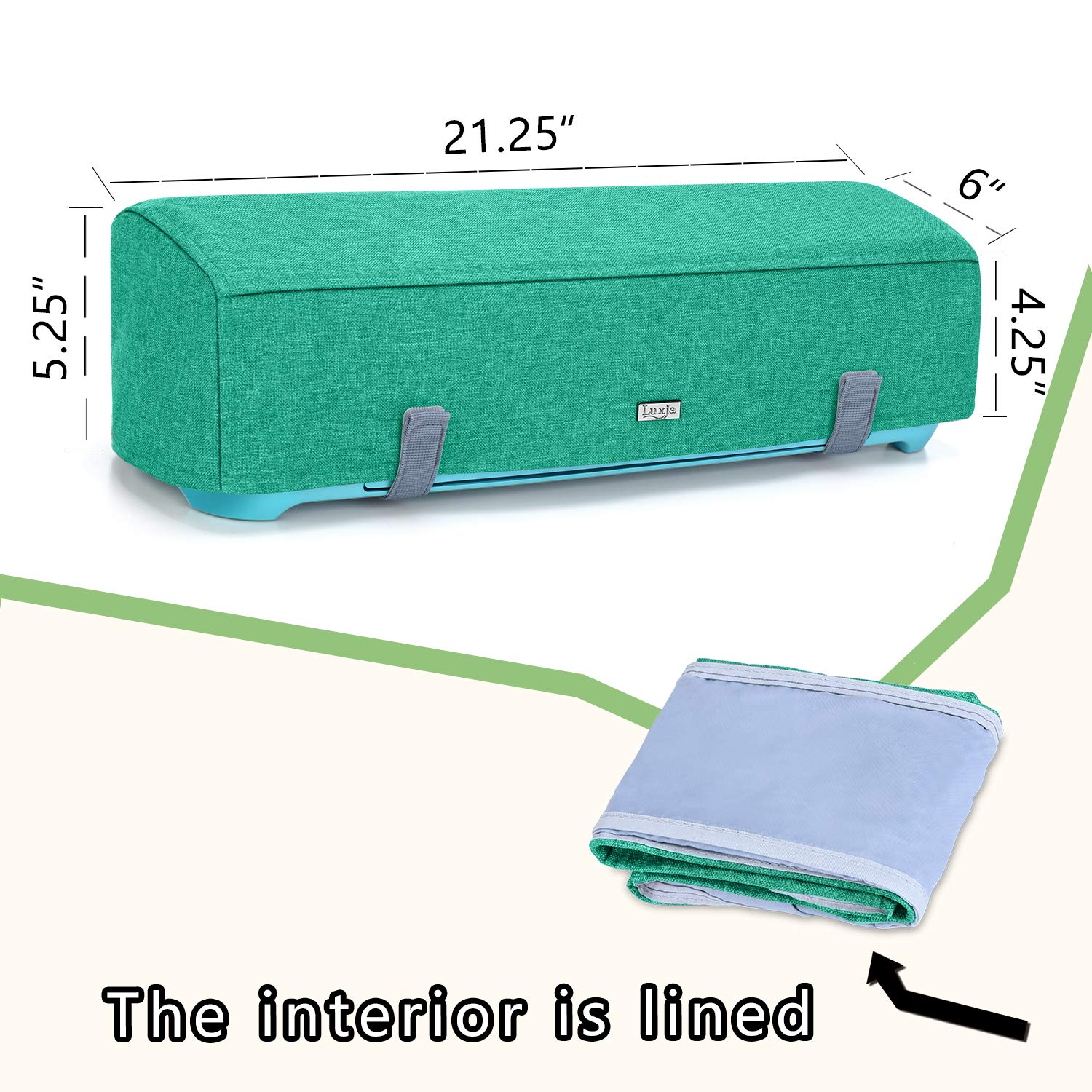 Luxja Dust Cover for Cricut Explore Air & Air 2 - Machine Protector with Back Pockets (Green) - Perfect for Craft Room Storage & Vinyl Cutting Projects