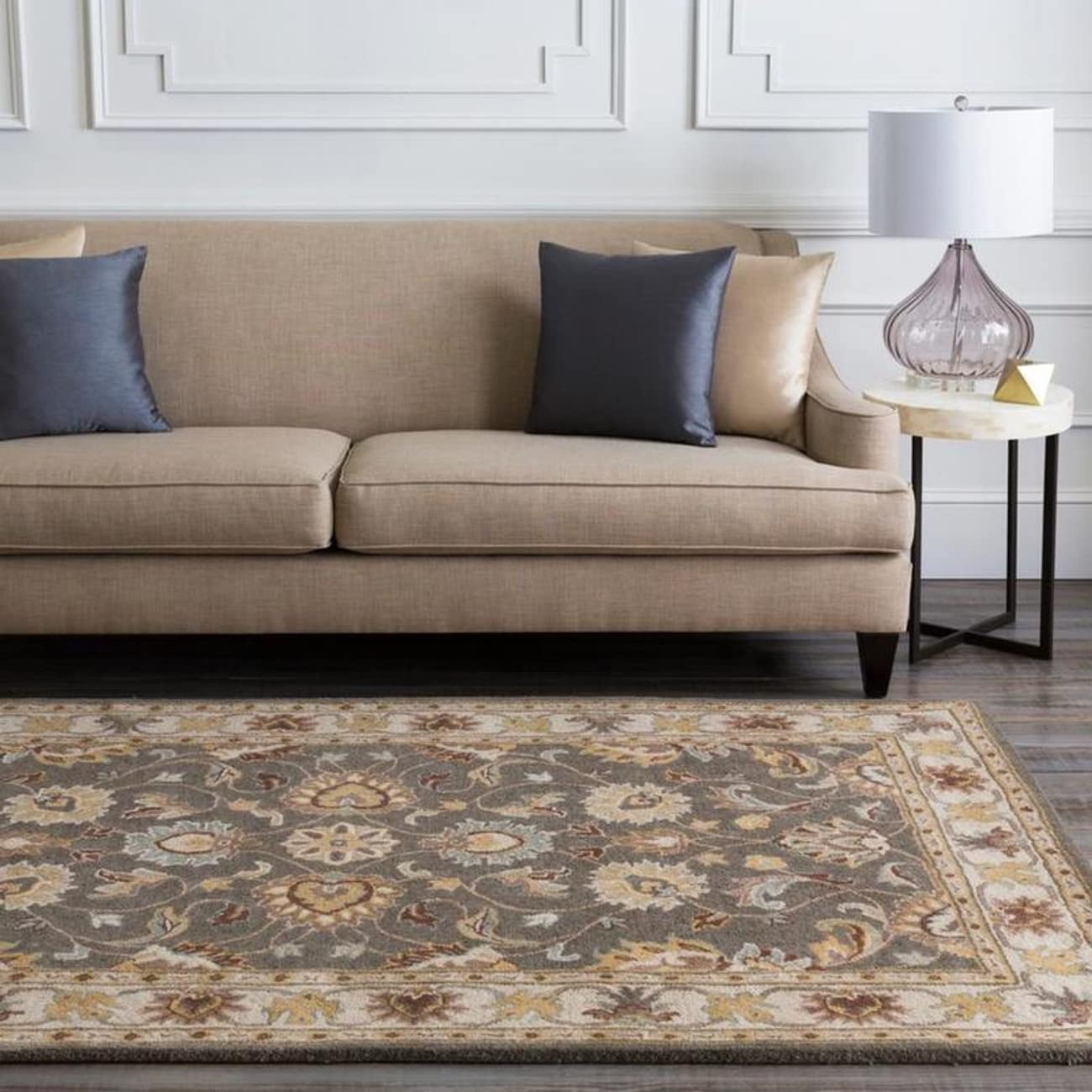 Mark&Day 10x10 Paris Traditional Khaki Square Area Rug - Brown/White/Beige Living Room, Bedroom & Kitchen Carpet (9'9