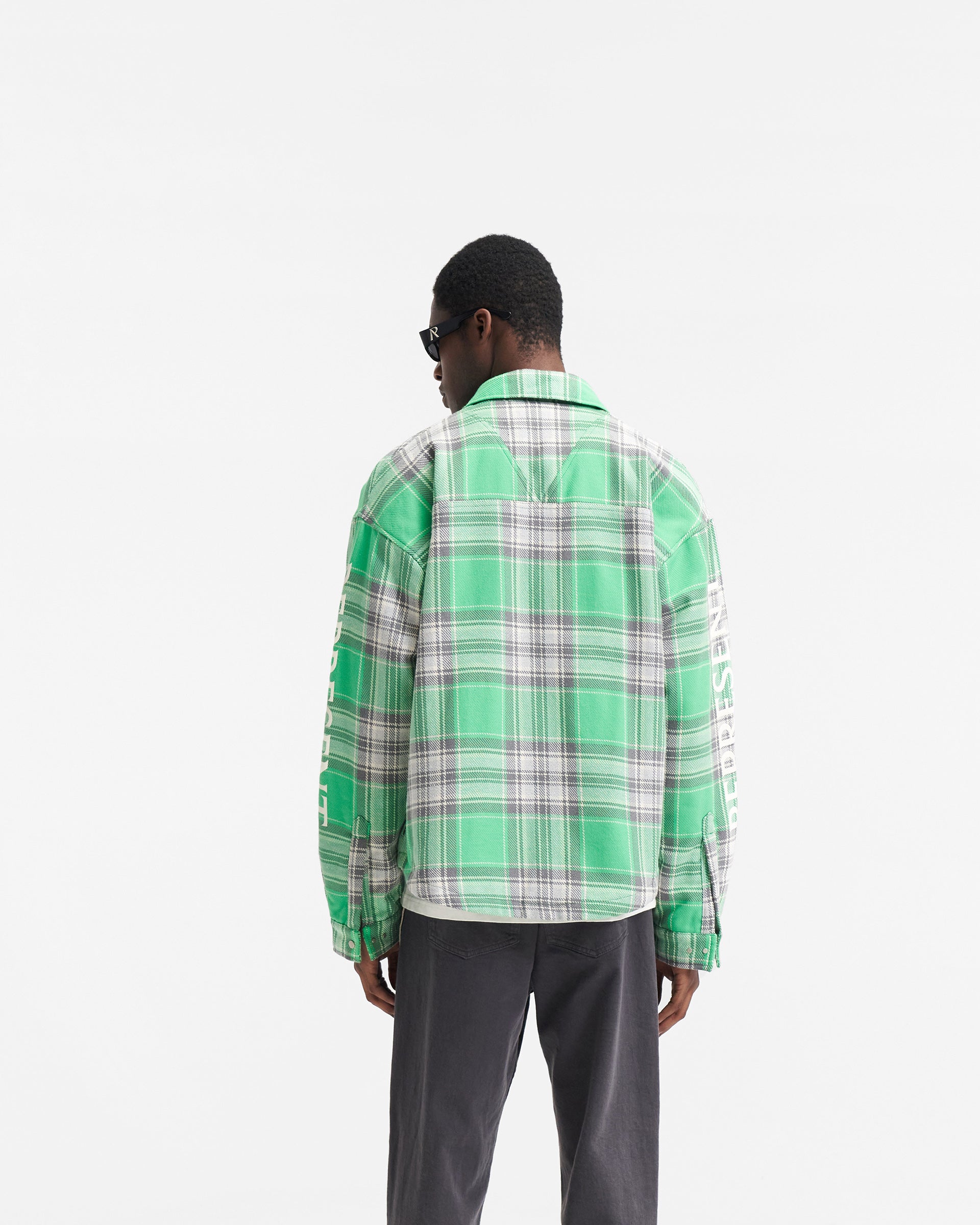 Quilted Flannel Overshirt for Men - Cozy Island Green Plaid Shacket - Perfect for Camping, Hiking & Outdoor Adventures