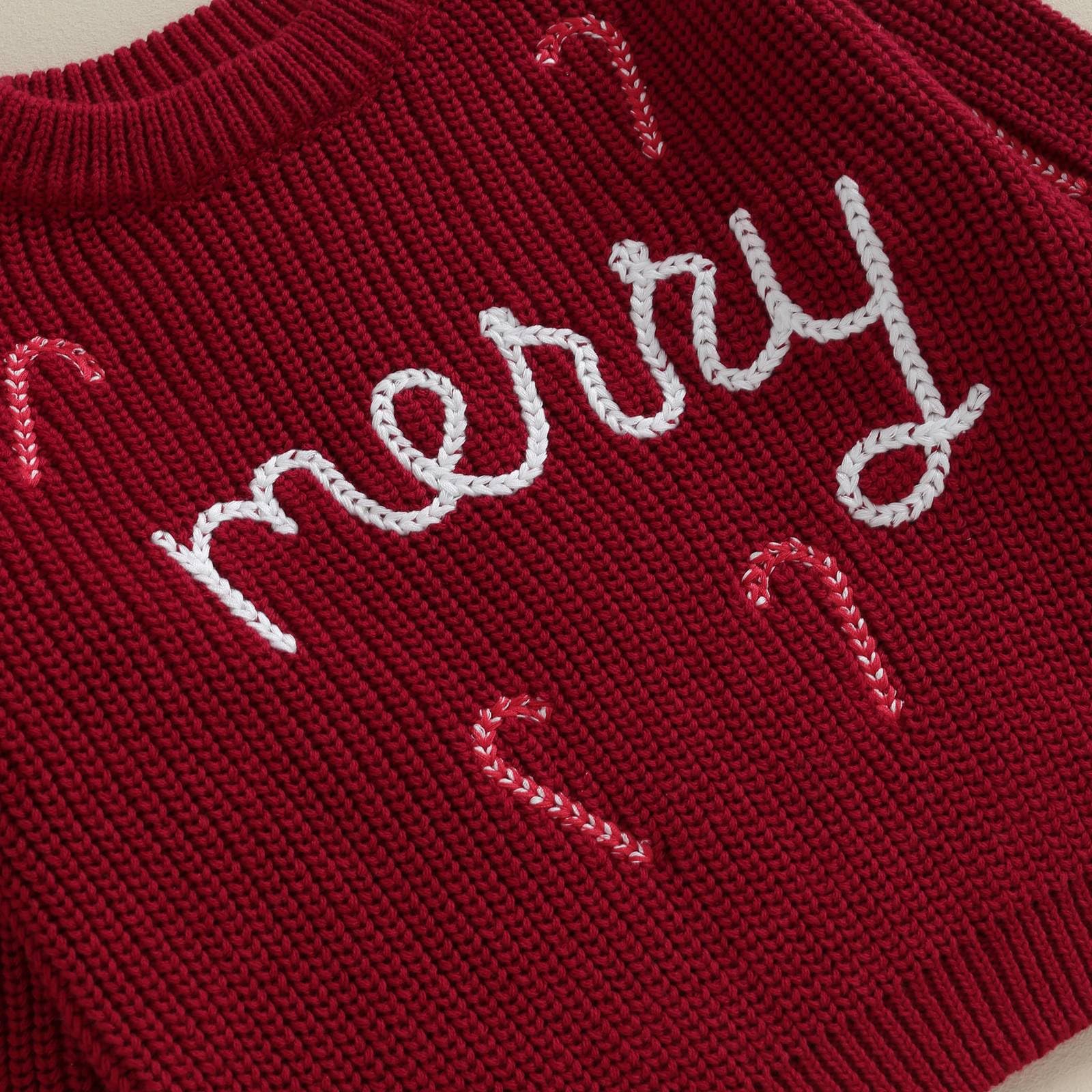 Merry Candy Cane Christmas Sweater for Toddler Boys & Girls - Warm Embroidery Knit Pullover Sweatshirt for Fall & Winter Holiday Outfits | Perfect for Family Photos, Christmas Parties & Cozy Seasonal Wear
