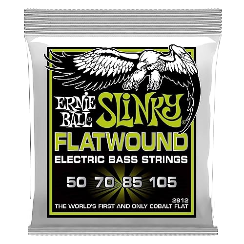 Ernie Ball Regular Slinky Flatwound Bass Guitar Strings 50-105 Gauge (P02812) - Premium Nickel Plated Steel for Smooth Playability & Warm Tone - Perfect for Jazz, Blues & Studio Recording