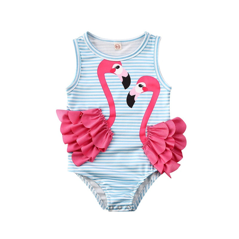 Flamingo Print Baby Girl's Swimsuit - Cute & Comfortable Toddler Bathing Suit for Pool, Beach & Summer Play
