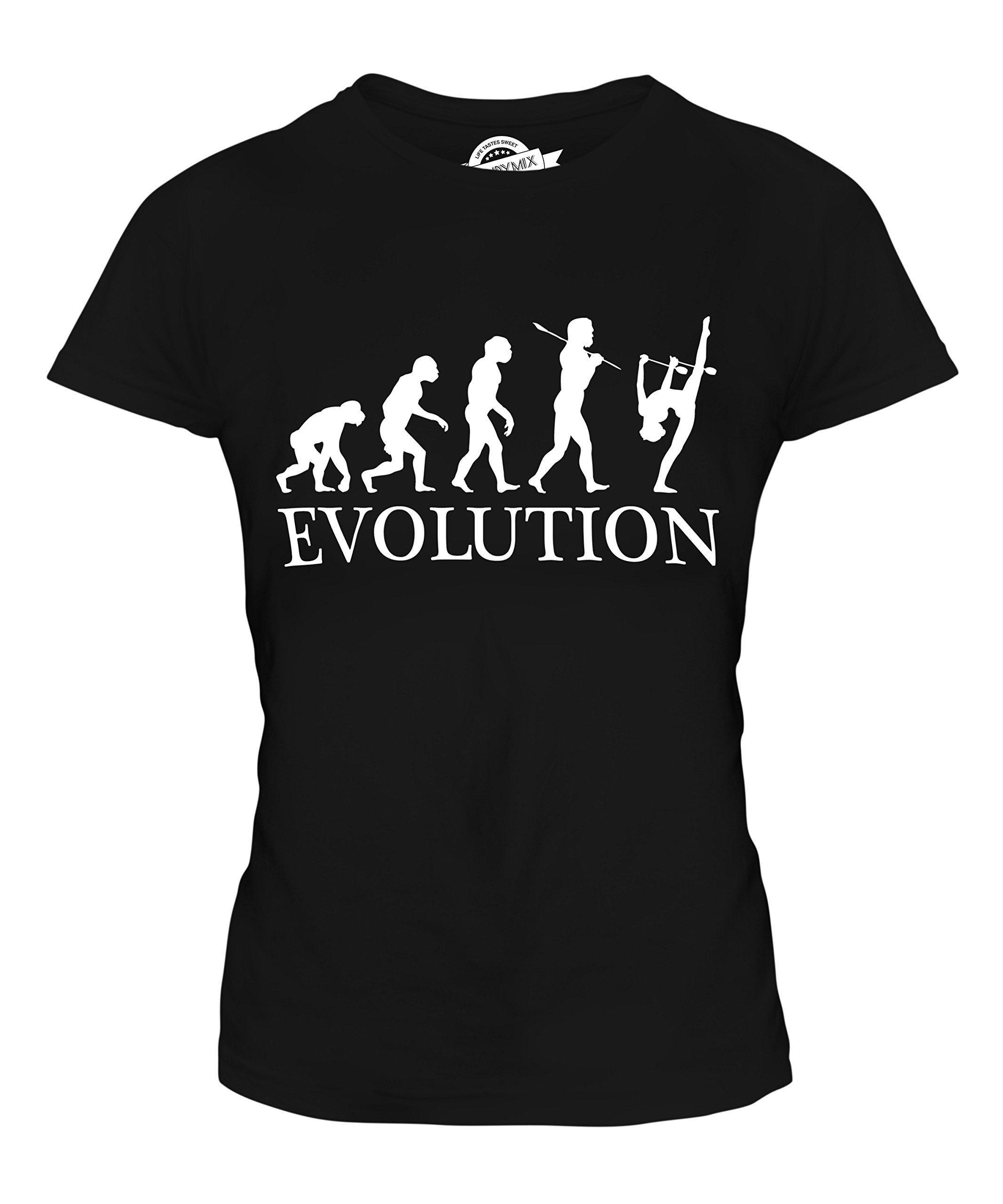 Women's Rhythmic Gymnastics Evolution of Man Graphic Fitted T-Shirt - Athletic Training & Casual Wear
