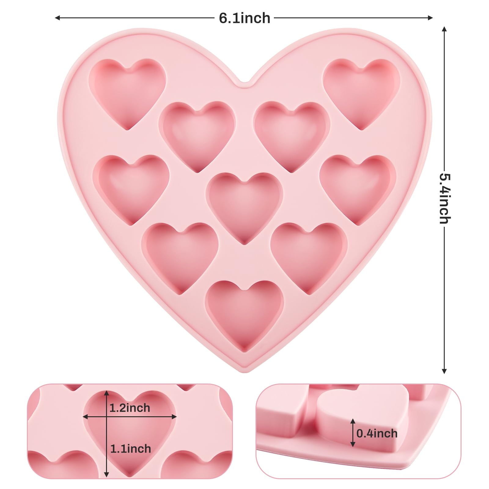 JOERSH 4-Piece Heart Silicone Mold Set - Non-Stick Baking Molds for Chocolate, Candy, Cake, Pudding, Jelly & Soap Making - Perfect for Valentine's Day Gifts, DIY Crafts & Home Baking Decorations
