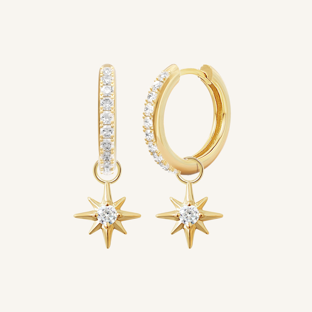 Contentment Star Crystal Hoops Earrings for Women - Elegant Sparkling Rhinestone Dangle Earrings for Party, Wedding & Everyday Wear