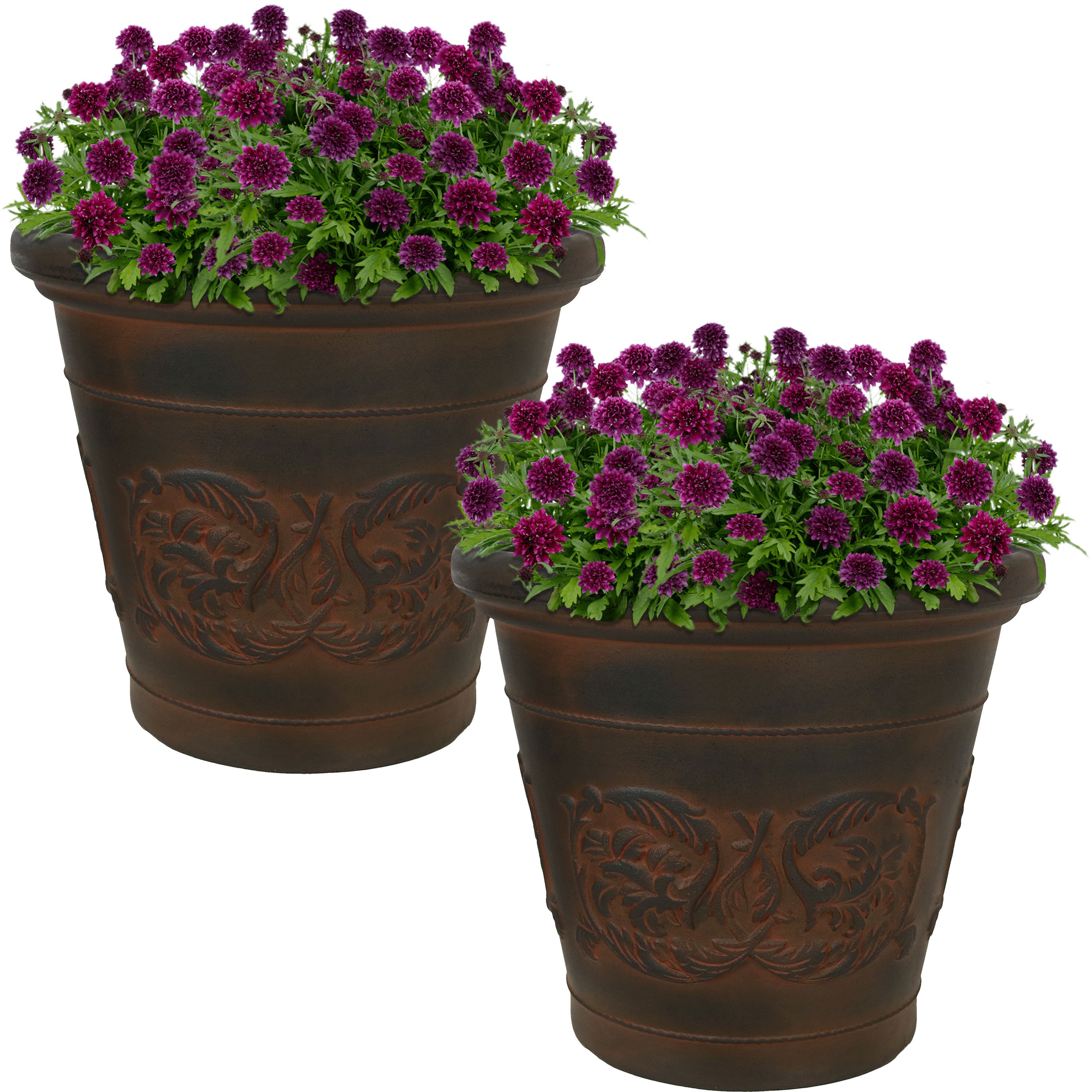 Sunnydaze Arabella Polyresin Outdoor Flower Pot Planter - Durable Garden Decor for Patio, Lawn & Backyard - Perfect for Plants, Herbs & Succulents