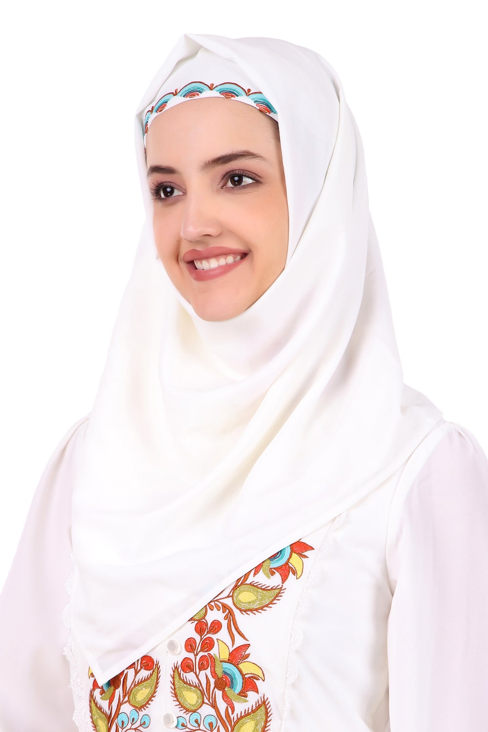 Elegant White Heavy Flared Abaya with Hand Embroidery - Perfect for Weddings, Eid, and Special Occasions