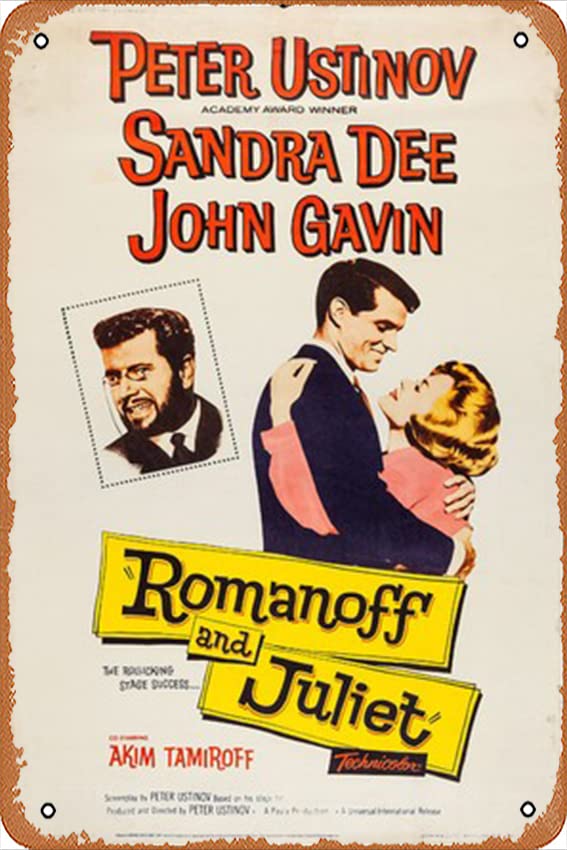Romanoff and Juliet Vintage Movie Poster Metal Tin Sign - 12x8 Inch Retro Wall Art for Home, Bar & Coffee Shop Decor - Perfect for Living Room, Man Cave & Themed Spaces