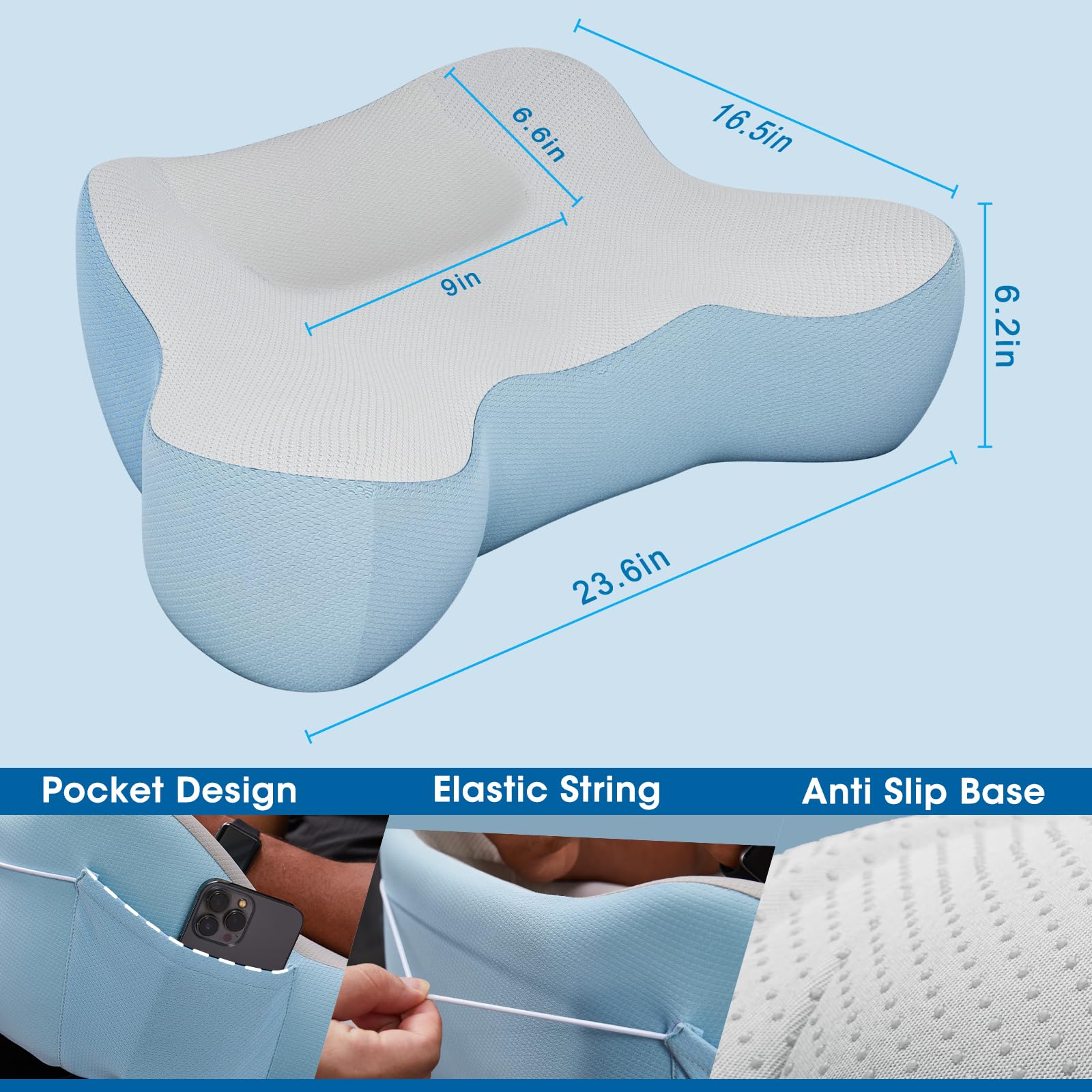**Memory Foam Reading Pillow with Lap Desk - Adjustable Laptop Stand for Bed, Couch & Floor - Ergonomic Arm Rest Support for Working, Gaming & Studying - Blue-Grey (Home Office & Dorm Essential)**