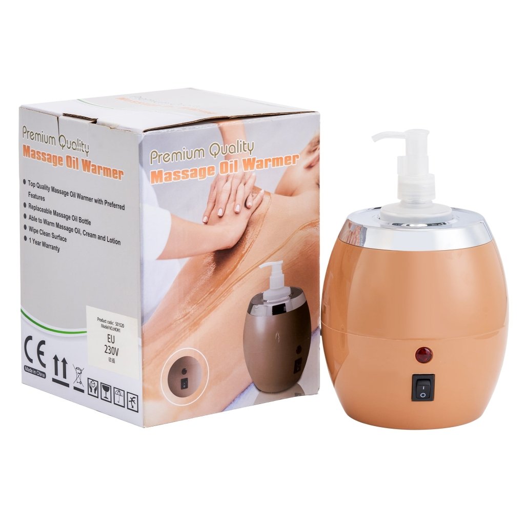 Professional Golden Touch Massage Oil Warmer & Lotion Heater with Empty Bottle - Portable Cream Heating Device for Spa, Salon & Home Use - Perfect for Therapists & Self-Care