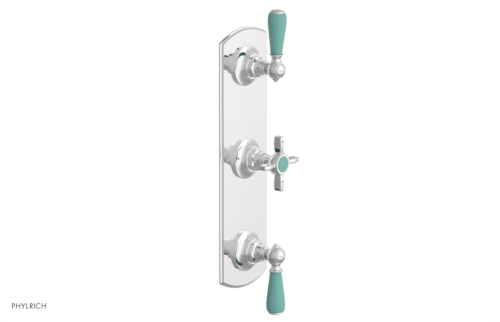 Jamestown Thermostatic Shower Valve with Dual Volume Control - Turquoise Accents (Model 4-740) for Modern Bathroom Renovations & Luxury Spa Experience