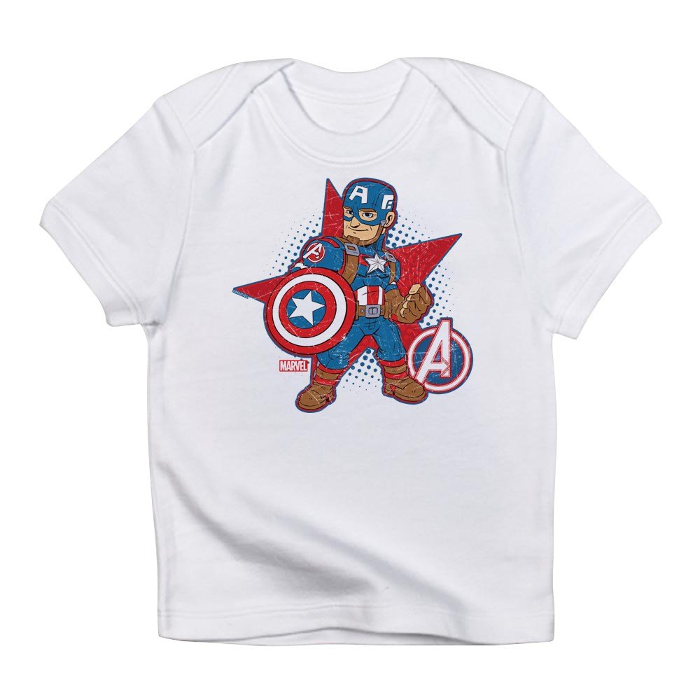 Captain America Infant T-Shirt | Marvel Superhero Baby Onesie | Soft Cotton Kids Apparel for Boys & Girls | Perfect for Playtime, Costume Parties & Photo Shoots