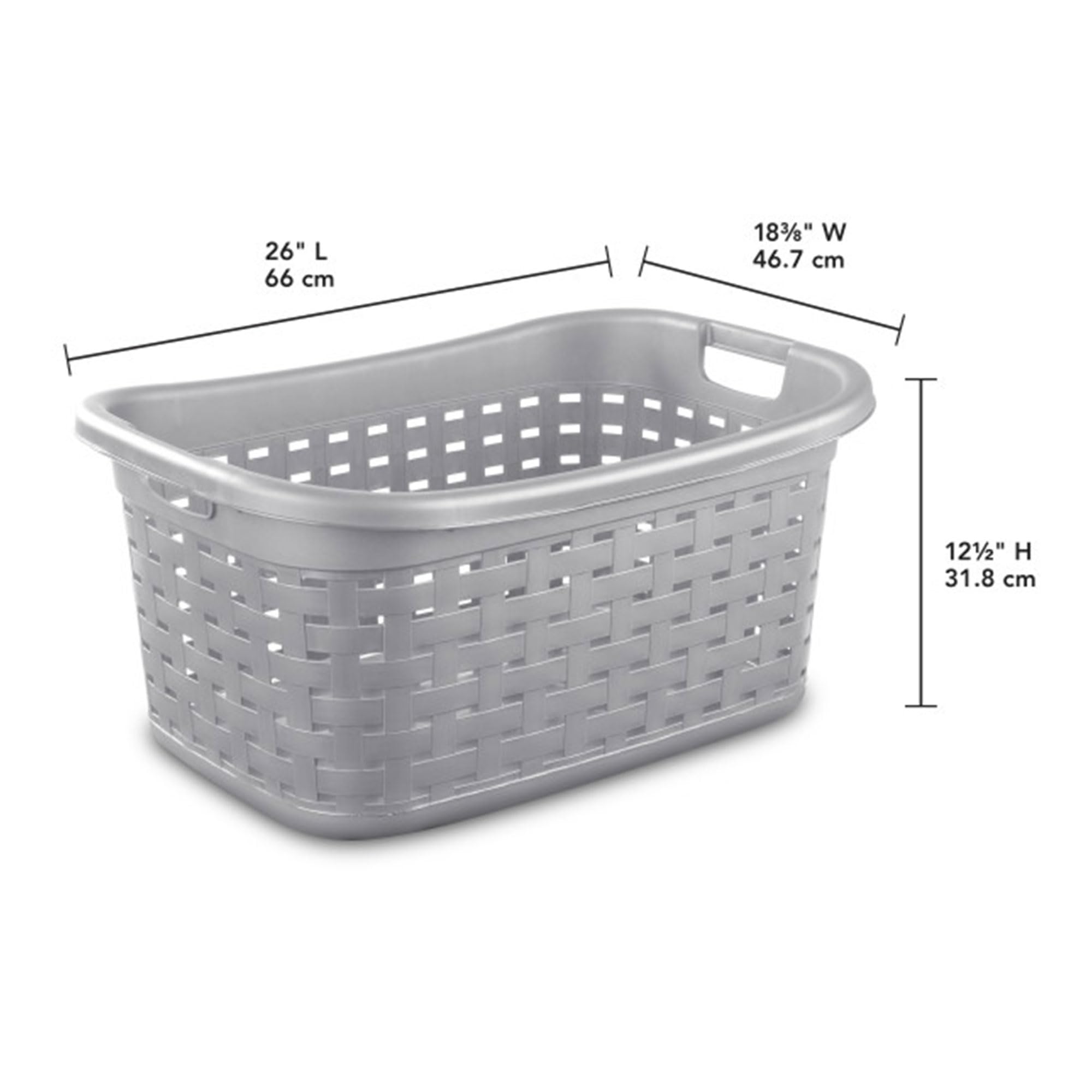 Sterilite 12-Pack Cement Gray Laundry Baskets - Durable Woven Wicker Pattern Design for Clothes, Toys & Storage | Perfect for Bedroom, Bathroom & Laundry Room Organization