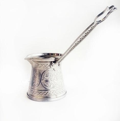 Premium Turkish Coffee Pot - 1 Silver Cezve/Ibrik for Authentic Brewing | Stovetop & Camping Coffee Maker | Perfect for Home, Office & Outdoor Use