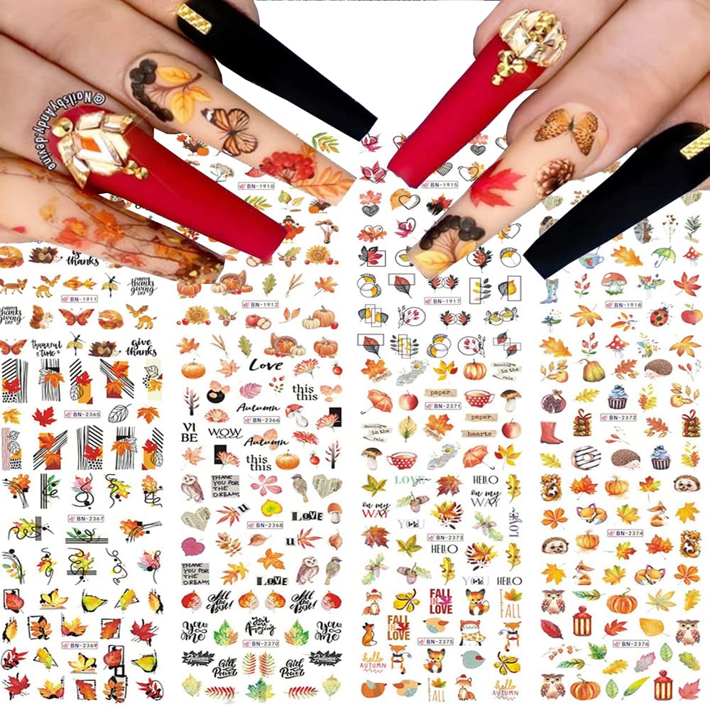 36 Sheets 3D Fall Nail Stickers for DIY Nail Art - Cute Hollow Self-Adhesive Nail Charms with Flowers, Rose & Leaf Designs | French Manicure Tattoos for Women, Girls & Kids | Perfect for Spring, Summer Nail Decorations & Special Occasions