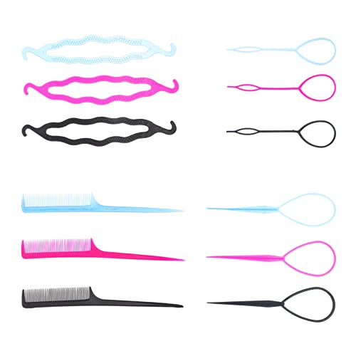 HEALLILY 20-Piece Hair Bun Maker Kit - Large, Medium & Small Donut Bun Makers for Women & Girls - Hair Styling Accessories for DIY Updos, Ponytails & Ballerina Buns (Assorted Colors) - Perfect for School, Parties, Weddings & Everyday Hairstyles