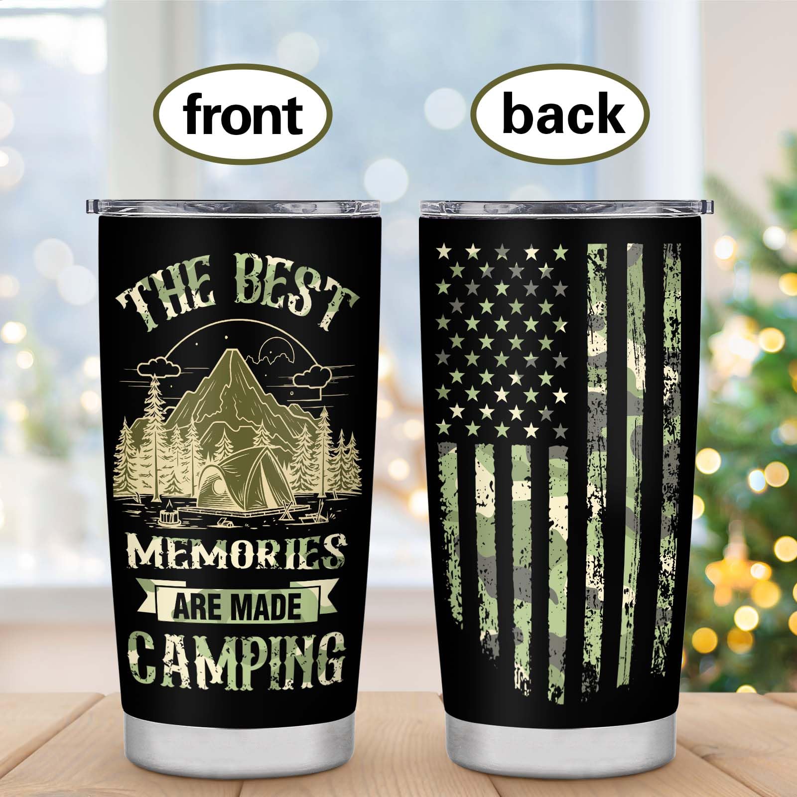 20oz Happy Camper Tumbler - Insulated Stainless Steel Camping Mug for Women & Men, Perfect Camping Gift for Outdoor Lovers - Ideal for Hiking, Backpacking & Picnics