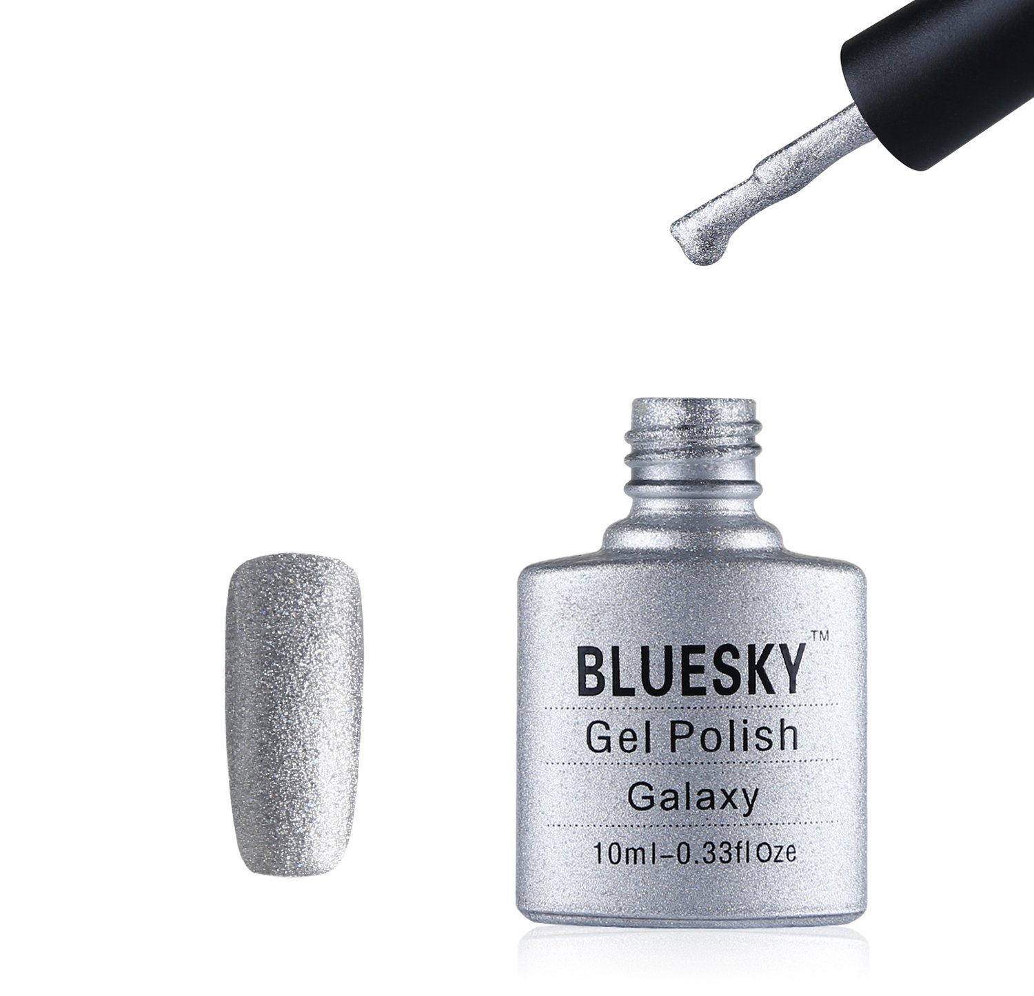 Bluesky Gel Nail Polish - Galaxy Silver Long Lasting Chip Resistant UV LED Lamp Nail Art (10ml) - Perfect for Manicures, Pedicures & Nail Salon Use
