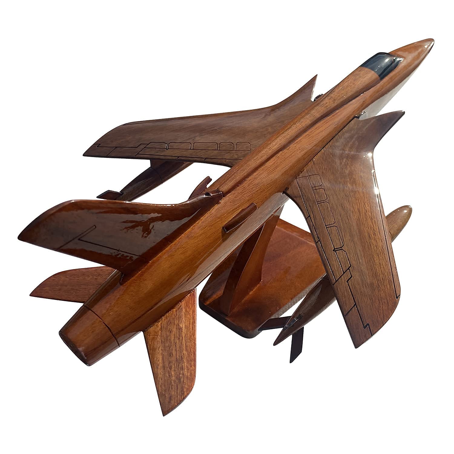 F-105 Thunderchief Desktop Aircraft Model - Handcrafted Mahogany Wood Replica | Perfect for Aviation Enthusiasts, Office Decor & Military Collectors