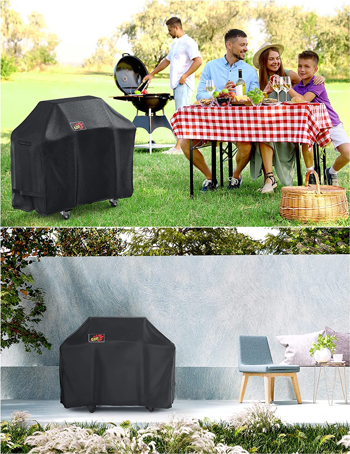 600D Heavy Duty Waterproof BBQ Grill Cover - 64 Inch Gas Grill Cover, Fade & Wind Resistant Barbecue Cover for Outdoor Cooking, Backyard Parties & Camping Trips