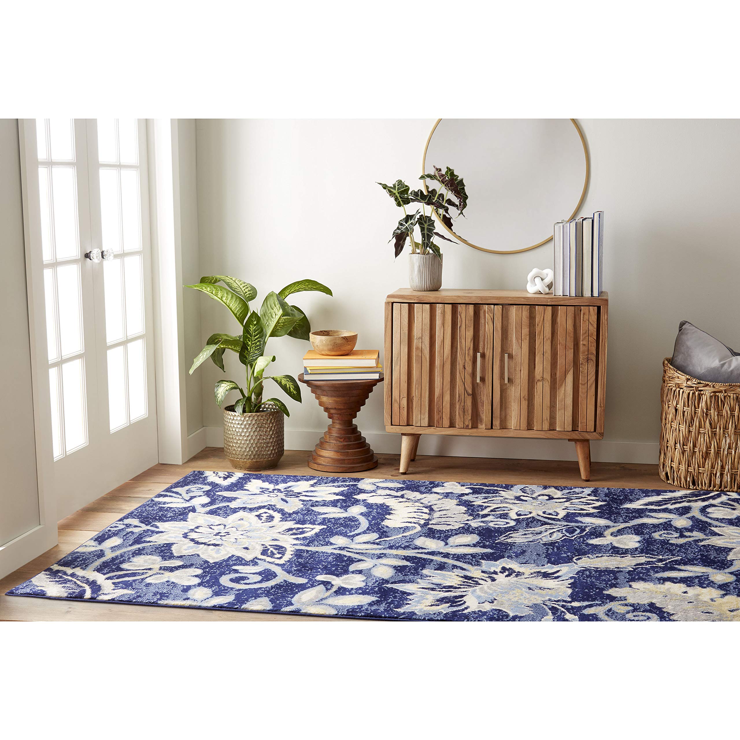 Home Dynamix Tremont Teaneck Transitional Floral Navy Blue Area Rug 7'10