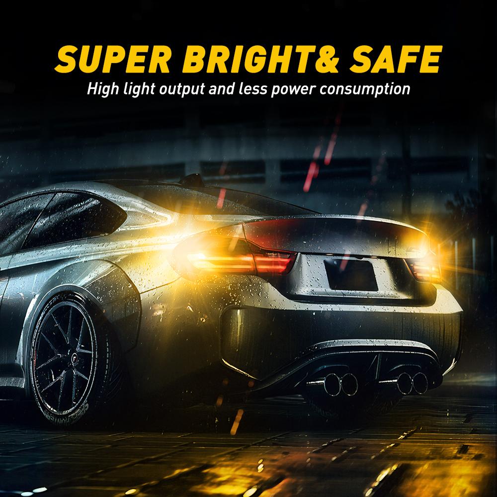 1156 BA15S LED Turn Signal Light Bulbs - Non-Polarity, Amber (25W/Bulb) - Compatible with Standard & CK Sockets - Perfect for Motorcycle, Car, Truck & RV Turn Signals