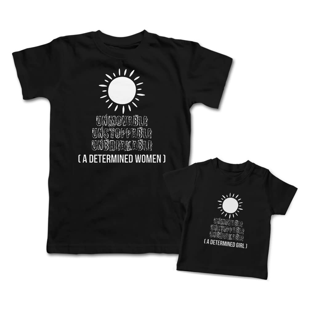 Mommy and Me Matching Outfits - Unmovable Unstoppable Unbreakable Cotton T-Shirts for Mother's Day | Perfect for Family Photos, Special Occasions & Mother-Daughter Bonding