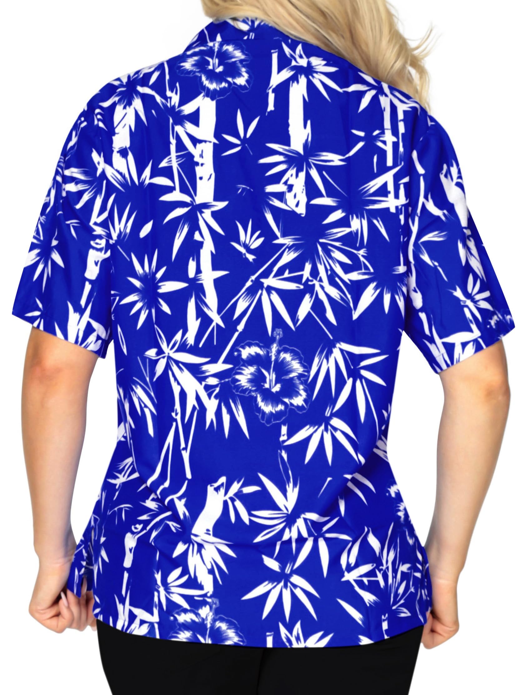 LA LEELA Women's Hawaiian Short Sleeve Blouse - Floral Beach Shirt for Summer Vacation, Pool Party & Tropical Getaway