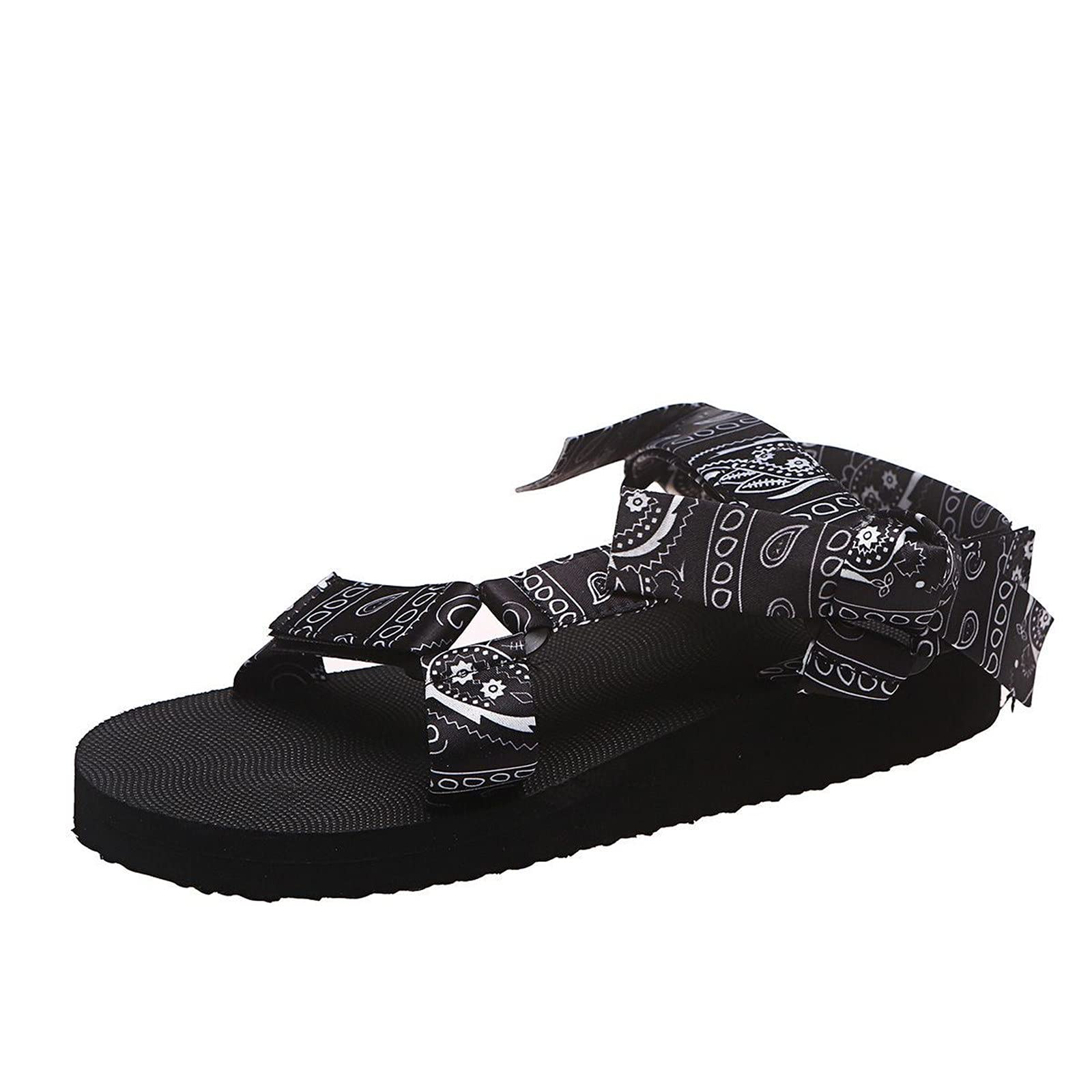Casual Women's Beach Sandals with Cashew Flower Print - Platform Sandals with Buckle Closure - Wide Width Size 11 - Perfect for Summer Vacations, Pool Parties & Boho Outfits