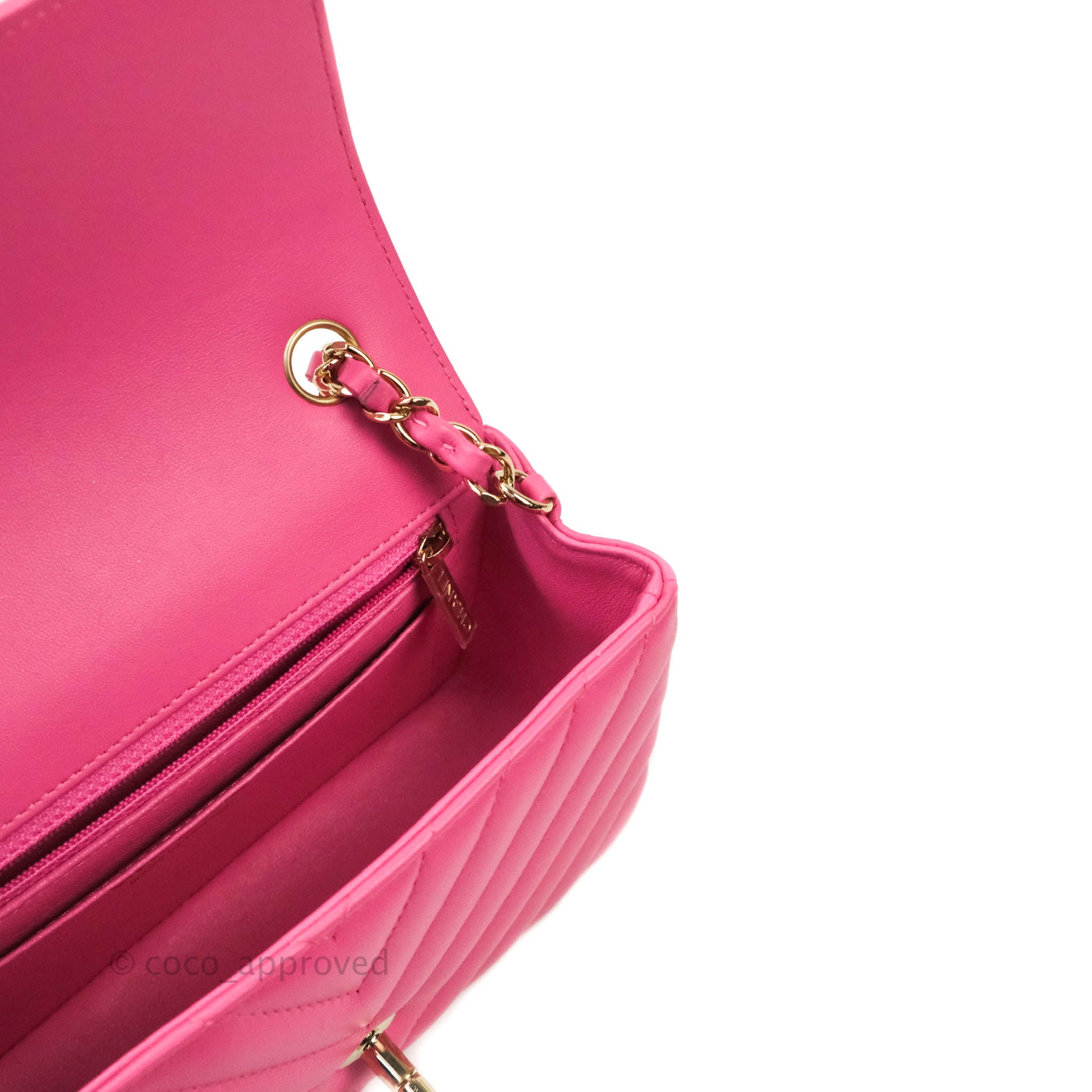 Chanel Chevron Mini Rectangular Lambskin Flap Bag in Pink with Gold Hardware - Perfect for Evening Events & Luxury Fashion Accessories