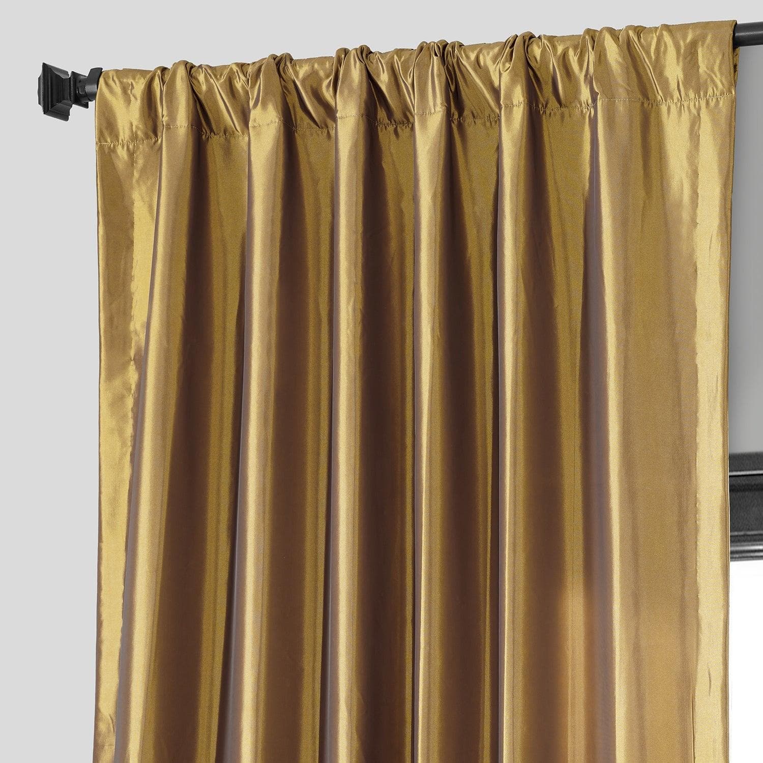 Luxury Golden Spice Faux Silk Taffeta Blackout Curtains for Bedroom - Thermal Insulated Window Drapes for Living Room & Nursery, Noise Reducing Room Darkening Panels (Set of 2)